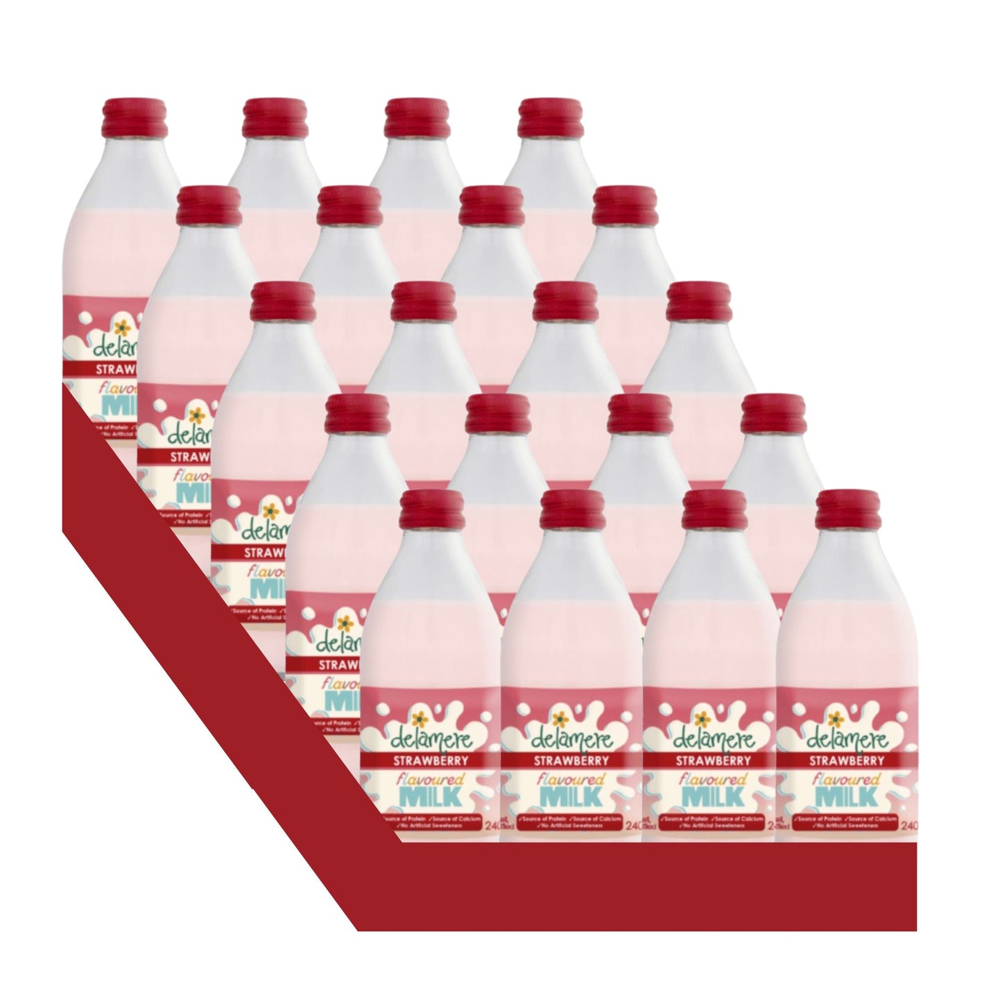 Delamere Dairy Strawberry Flavour Milk - 240ml Glass Bottle