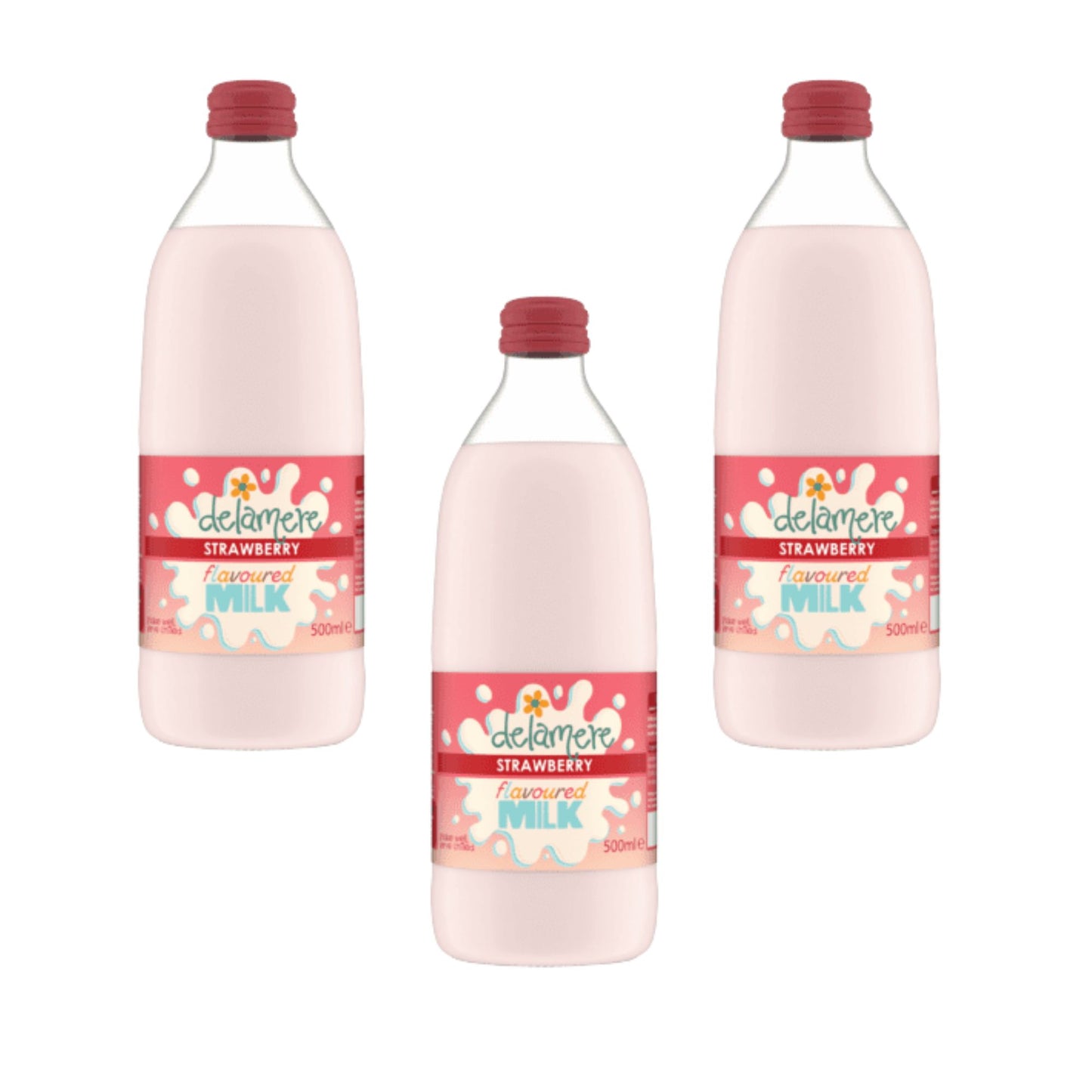 Delamere Dairy Strawberry Flavour Milk - 500ml Glass Bottle