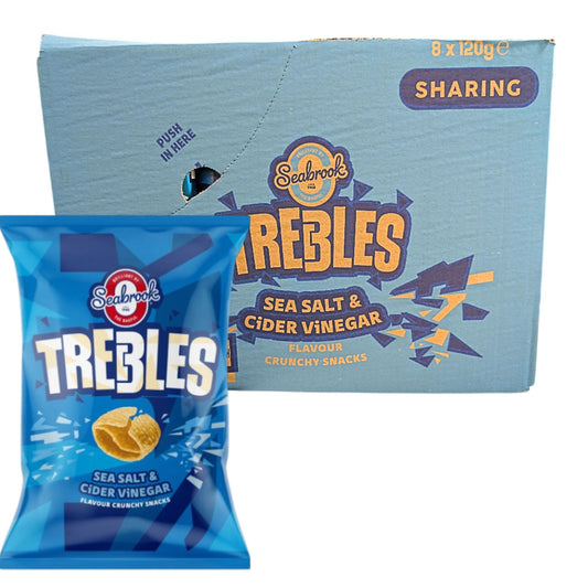 Seabrook Trebles | Sea Salt & Cider Vinegar | Crunchy Corn & Potato Snacks 120g