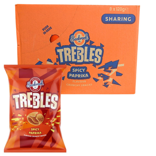 Seabrook Trebles | Spicy Paprika | Crunchy Corn & Potato Snacks 120g
