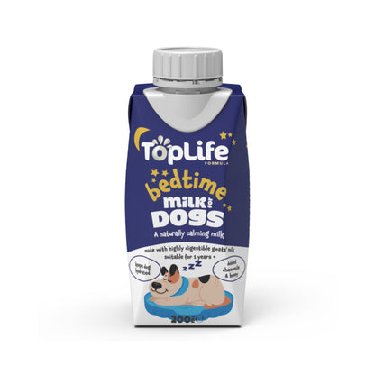 TopLife bedtime milk for dogs 200ml carton on white background