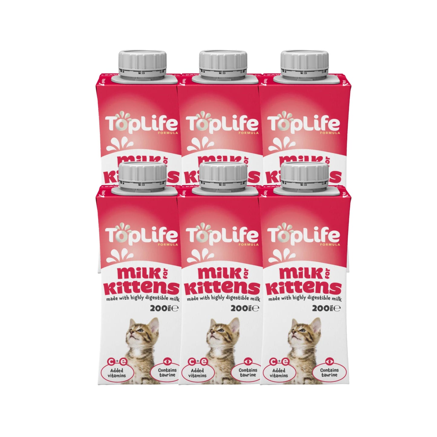 TopLife goat milk for kittens 6x200ml cartons on white background