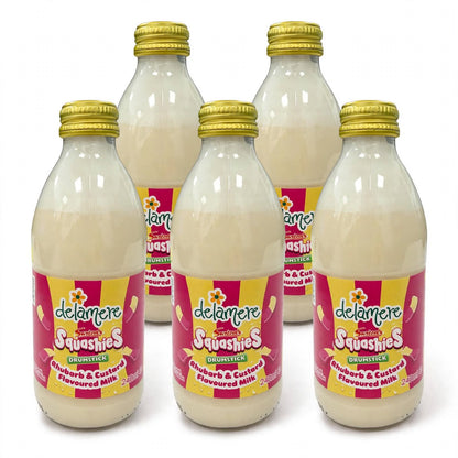 Delamere x Swizzels Flavoured Milk - Raspberry, Rhubarb & Custard, Lemon Sherbet - 240ml Glass Bottle