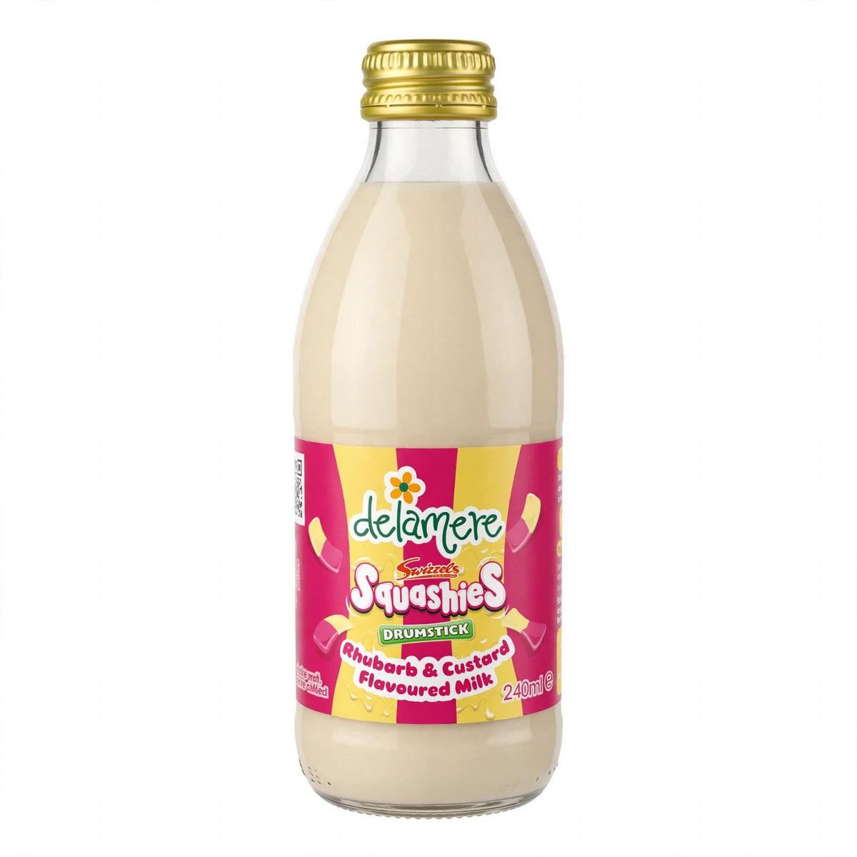 Delamere x Swizzels Flavoured Milk - Raspberry, Rhubarb & Custard, Lemon Sherbet - 240ml Glass Bottle