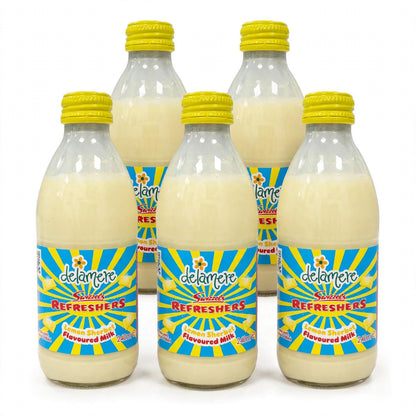 Delamere x Swizzels Flavoured Milk - Raspberry, Rhubarb & Custard, Lemon Sherbet - 240ml Glass Bottle