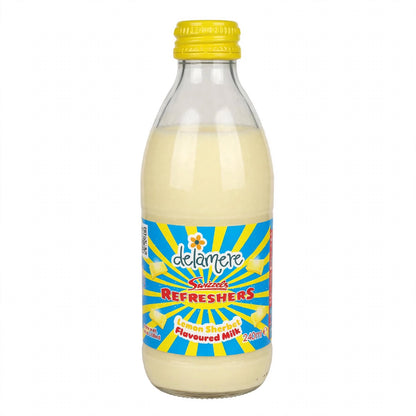 Delamere x Swizzels Flavoured Milk - Raspberry, Rhubarb & Custard, Lemon Sherbet - 240ml Glass Bottle