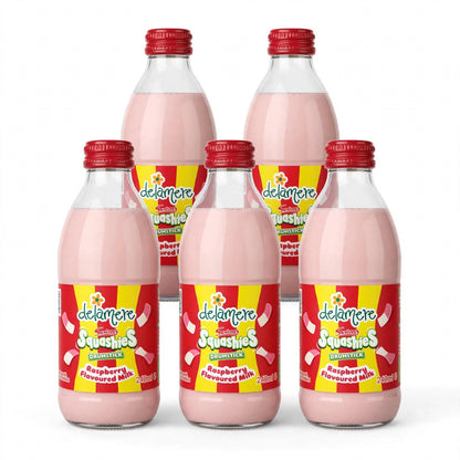 Delamere x Swizzels Flavoured Milk - Raspberry, Rhubarb & Custard, Lemon Sherbet - 240ml Glass Bottle