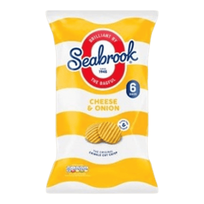 Seabrook Cheese & Onion Crisps Multipack - 6 x 25g - Spec Milk 24 hrs