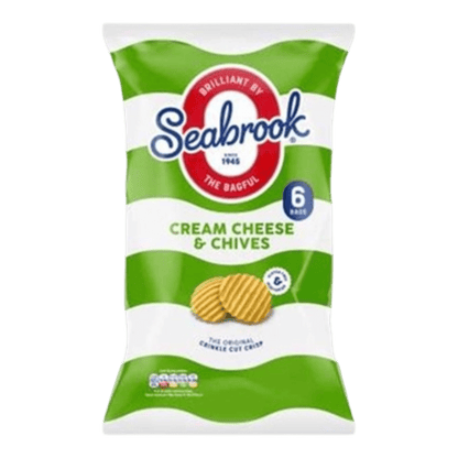 Seabrook Cream Cheese & Chives Crisps Multipacks - 6 x 25g - Spec Milk 24 hrs